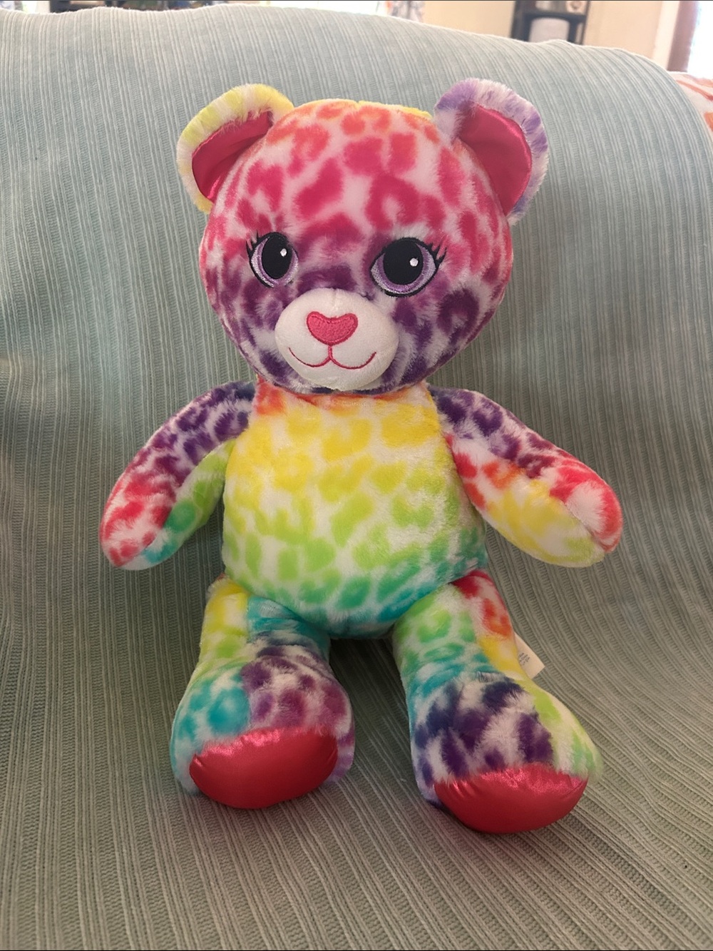 Build a Bear Rainbow Tie-Dye Plush leopard rainbow coloredLisa frank inspiredToy